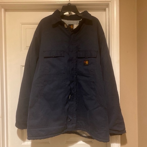 Vintage Carhartt Fire Resistant Workman’s Blue Jacket Men’s Size XXL